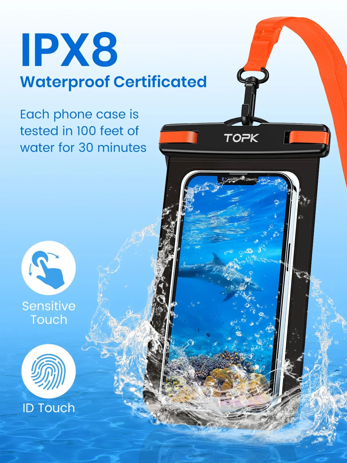 IPX8 Waterproof Phone Case Dry Bag with Lanyard – Universal Fit up to 7.0"