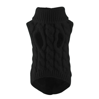 Cable Knit Dog Sweater – Warm Winter Turtleneck for Small Dogs