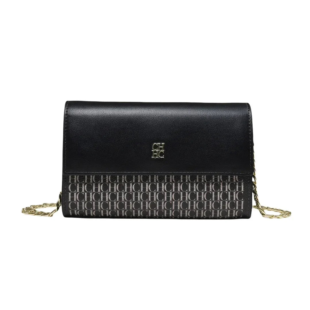 Women's Chain Crossbody Bag – Letter Print PU Leather Flap Shoulder Purse