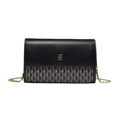 Women's Chain Crossbody Bag – Letter Print PU Leather Flap Shoulder Purse