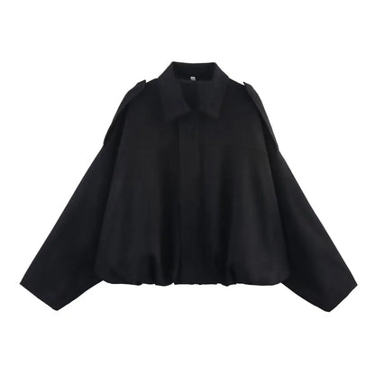 Women's Oversized Suede Texture Bomber Jacket