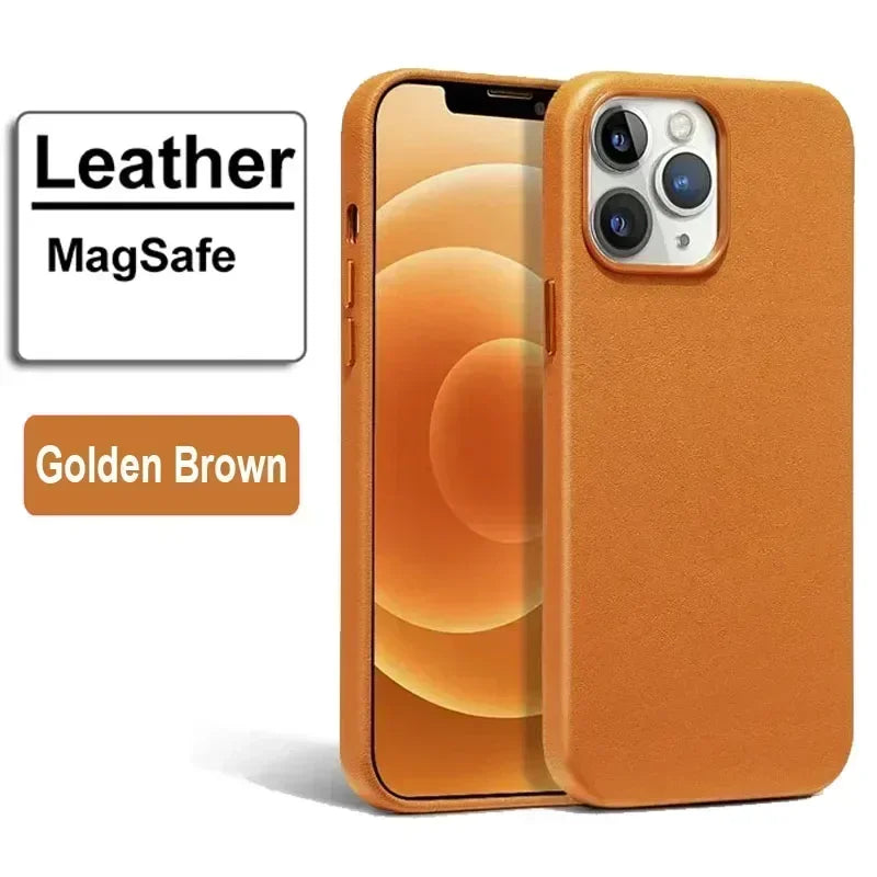 Magnetic Leather iPhone Case - MagSafe Compatible, iPhone 12-17 Series