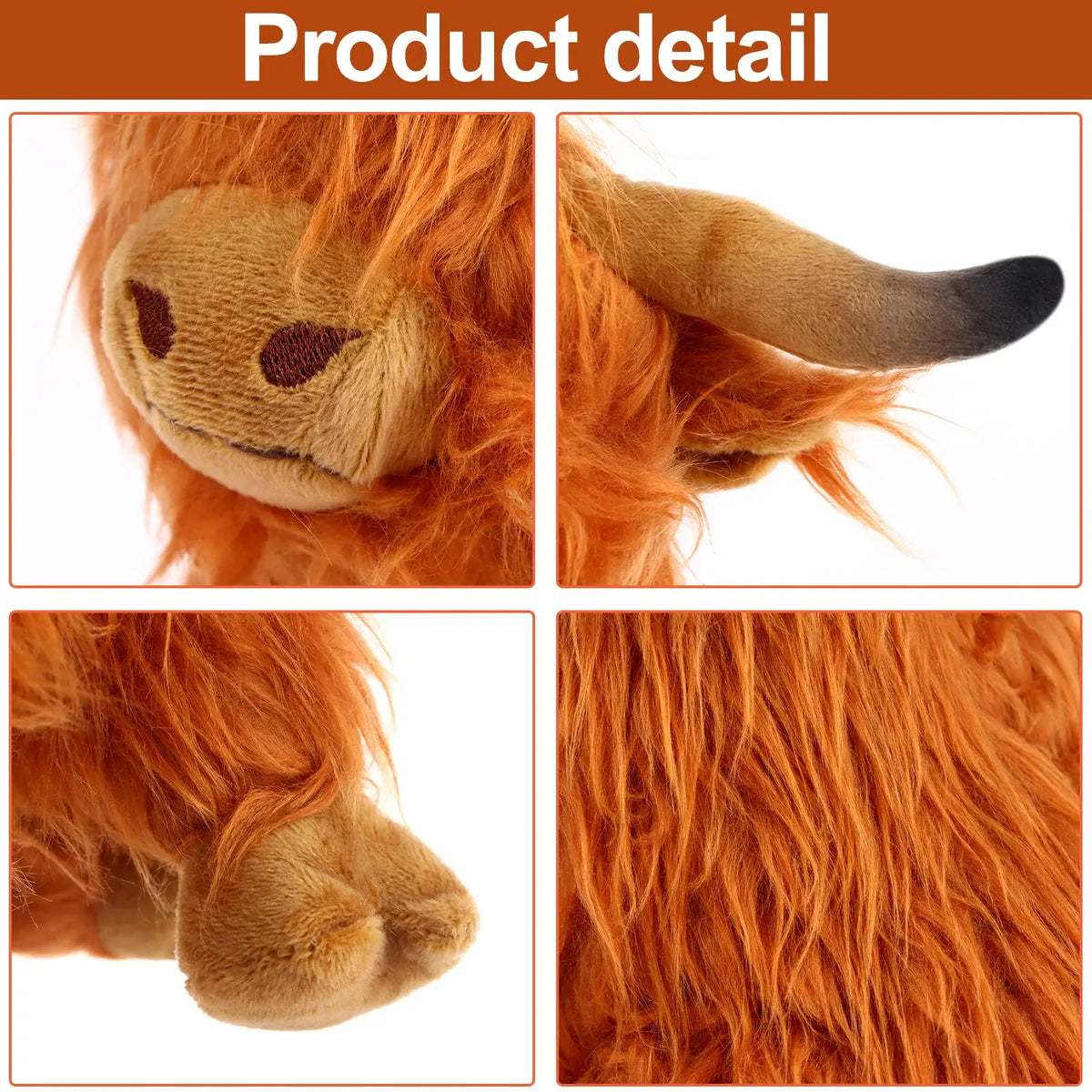 Highland Cow Stuffed Animal Plush Toy – Soft Kawaii 25cm