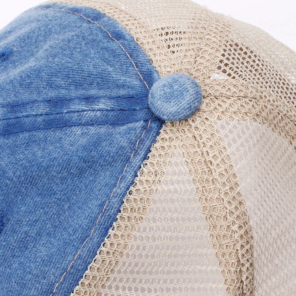 Washed Cotton Trucker Hat – Unisex Mesh Baseball Cap