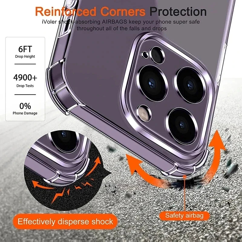 Clear Airbag iPhone Case – Shockproof Transparent Cover with Camera Protection