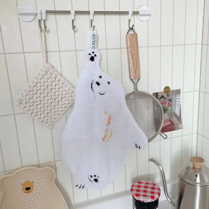 Polar Bear Hanging Hand Towel – Soft Absorbent Kitchen & Bath