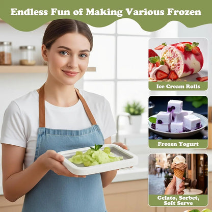 Rolled Ice Cream Maker – Portable DIY Cold Plate with Spatulas