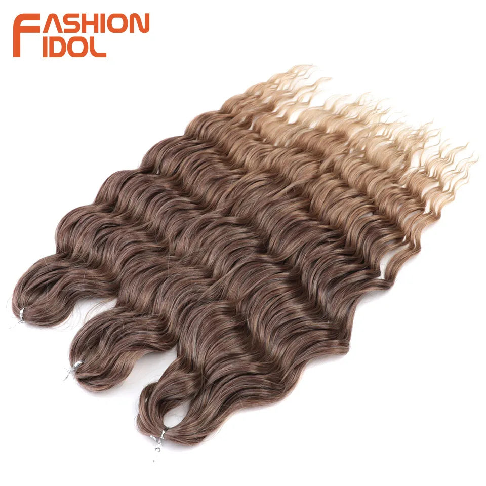 24 Inch Water Wave Crochet Braiding Hair Extensions – Synthetic Ombre
