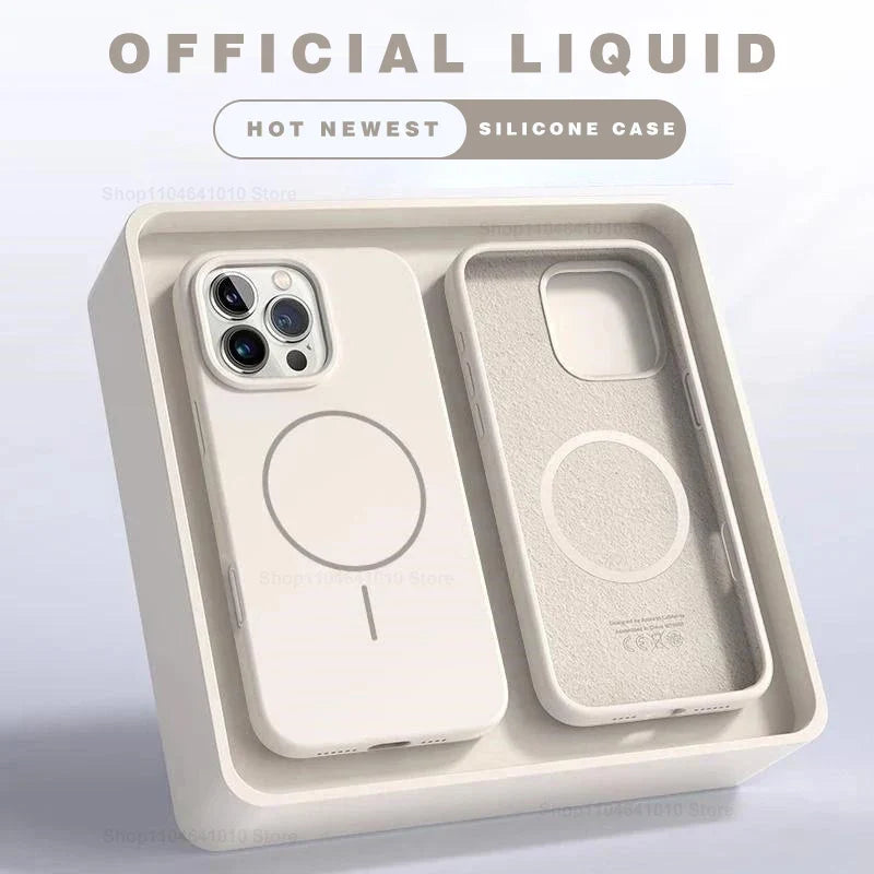 MagSafe Liquid Silicone iPhone Case – Shockproof Magnetic Cover for iPhone 11–17 Series
