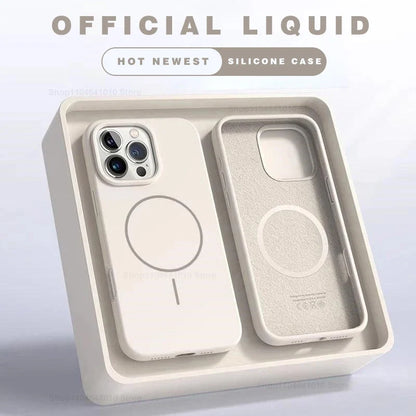 MagSafe Liquid Silicone iPhone Case – Shockproof Magnetic Cover for iPhone 11–17 Series