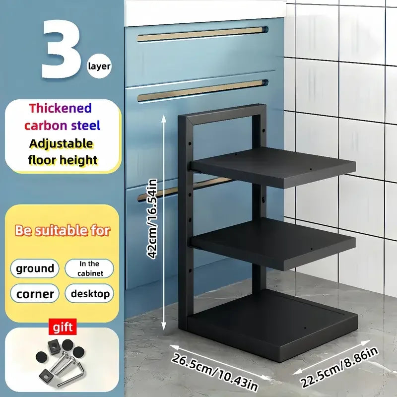Multi-Tier Pot Rack Organizer – Adjustable Carbon Steel