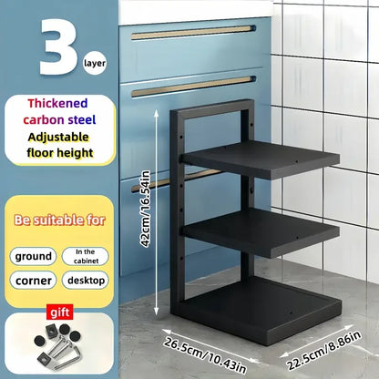 Multi-Tier Pot Rack Organizer – Adjustable Carbon Steel
