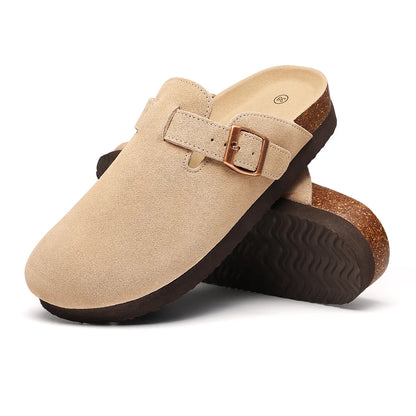 Suede Mule Clogs – Women's Cork Arch Support Outdoor Slippers