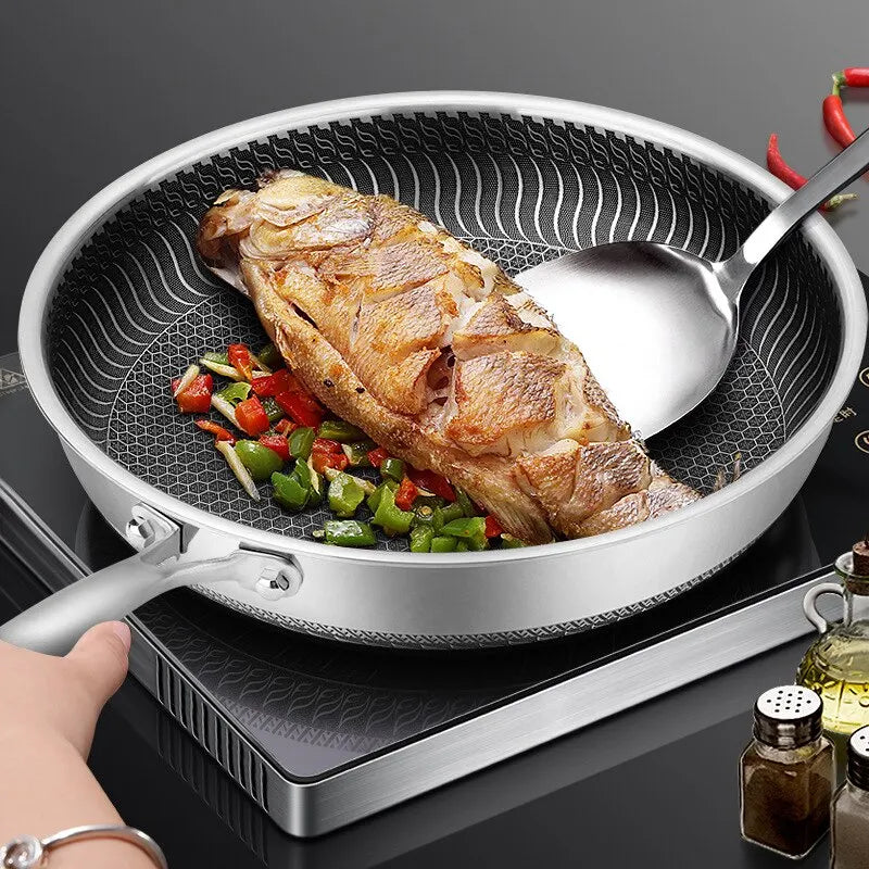 Tri-Ply 316 Stainless Steel Honeycomb Frying Pan – All Stovetop Compatible