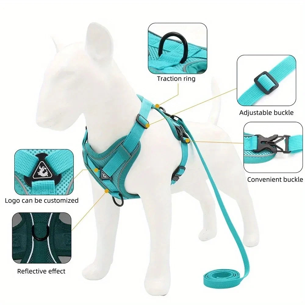 No-Pull Dog Harness & Leash Set – Adjustable Reflective Vest