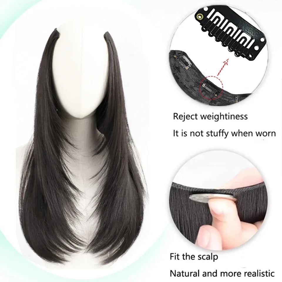 Synthetic Clip-In Hair Extension – Straight Layered, Fluffy
