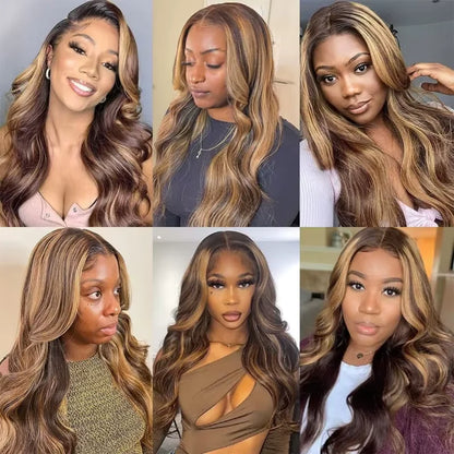 P4/27 Highlight Body Wave Lace Front Wig 13x4 HD Human Hair