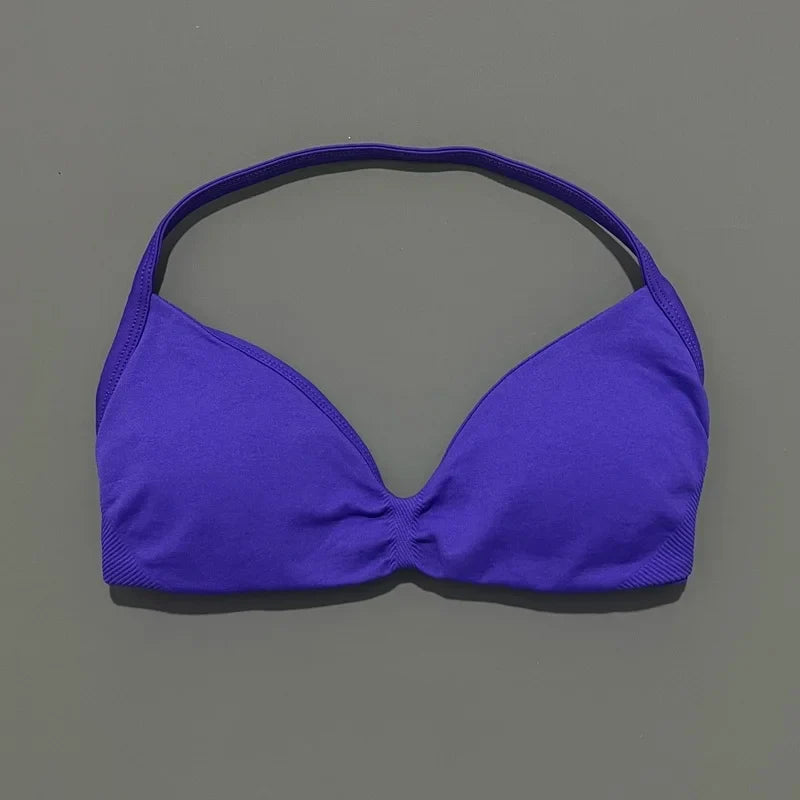 Women's Strappy Sports Bra – Padded Push-Up Gym Top