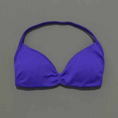 Seamless Halter Sports Bra – Women's Push-Up Gym Bra