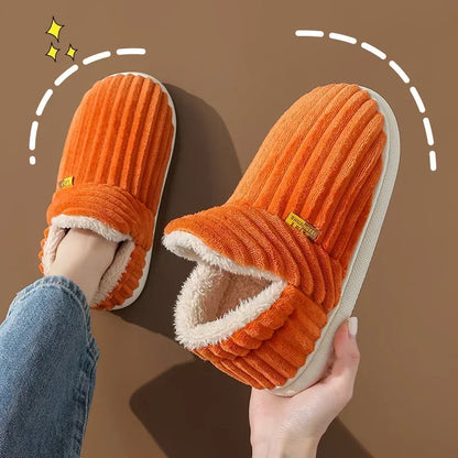 Plush Fur Slippers – Warm Corduroy Indoor Slides for Women & Men