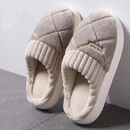 Plush Indoor Slippers – Quilted Faux Fur Anti-Slip Winter House Shoes