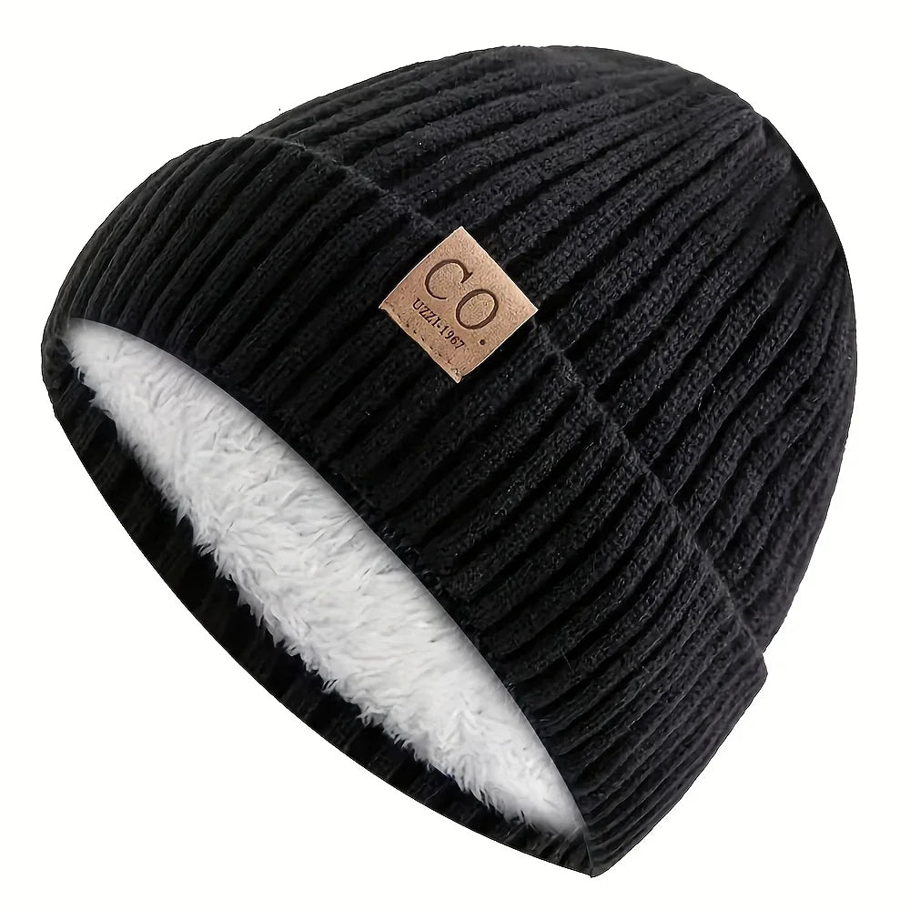 Fleece-Lined Knit Beanie Hat – Warm Winter Ski Cap for Men & Women