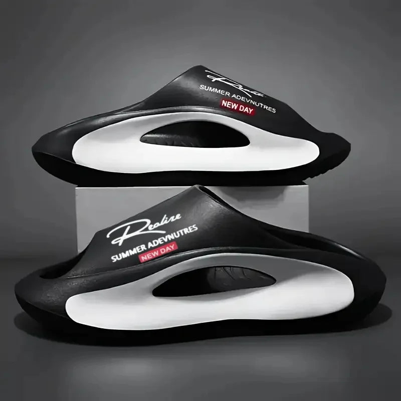 Men's Lightweight EVA Slides – Trendy Cut-Out Design Sandals
