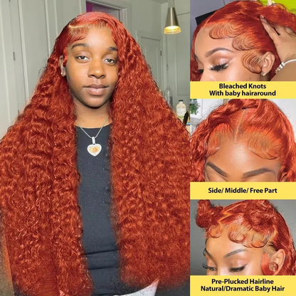 Ginger Orange Curly Lace Front Wig | 13x4 13x6 HD Lace | Human Hair