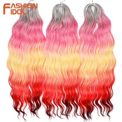 24 Inch Water Wave Crochet Braiding Hair Extensions – Synthetic Ombre