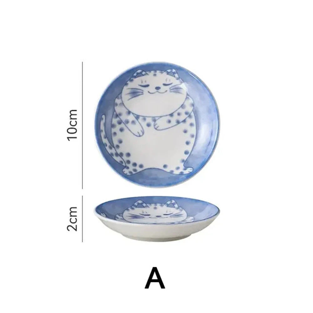 Lucky Cat Ceramic Sauce Dish – Cute Cartoon Sushi Plate