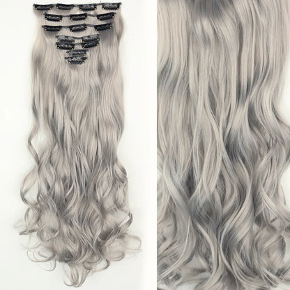 Clip-In Hair Extensions 7pcs 16 Clips Wavy Synthetic 24 Inch