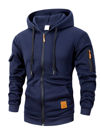 Men's Zip-Up Hoodie Sweatshirt – Slim Fit with Sleeve Pocket