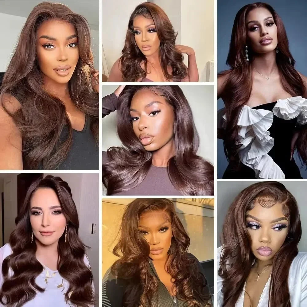 13x4/13x6 HD Lace Front Wig Body Wave Chocolate Brown Human Hair