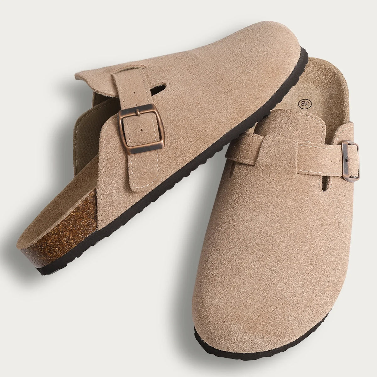 Suede Mule Clogs – Women's Cork Arch Support Outdoor Slippers
