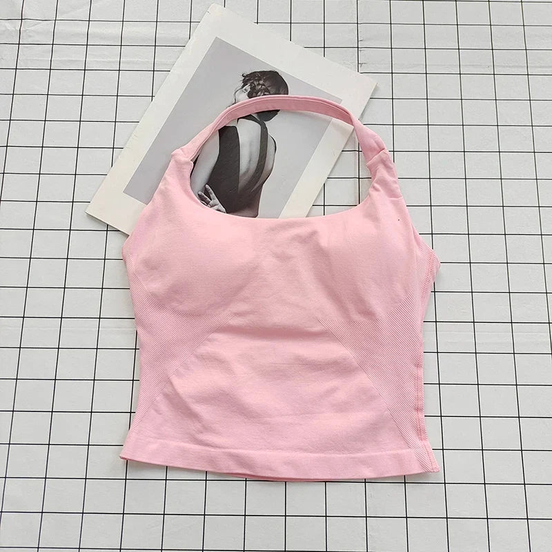 Women's Halter Neck Sports Bra Crop Top with Padding