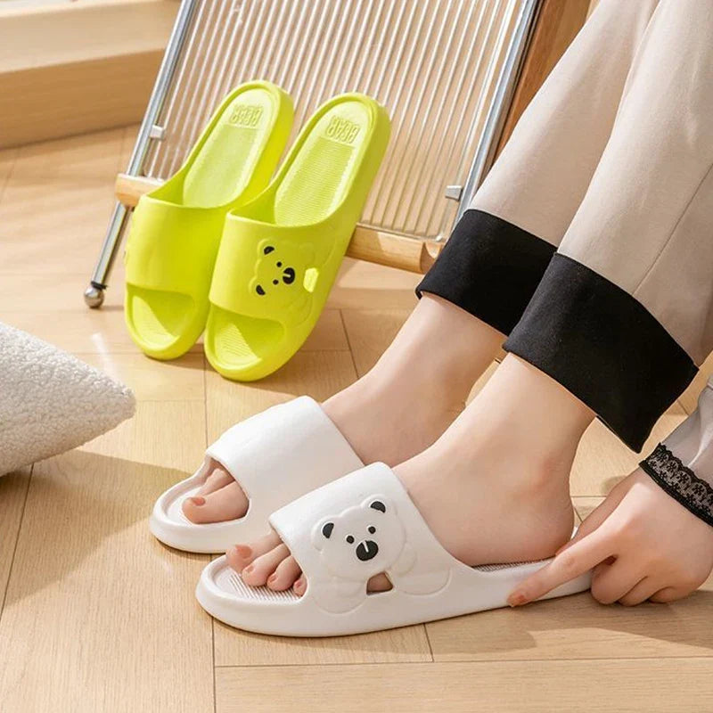 Cartoon Bear Indoor Slippers Women Soft EVA Home Slides