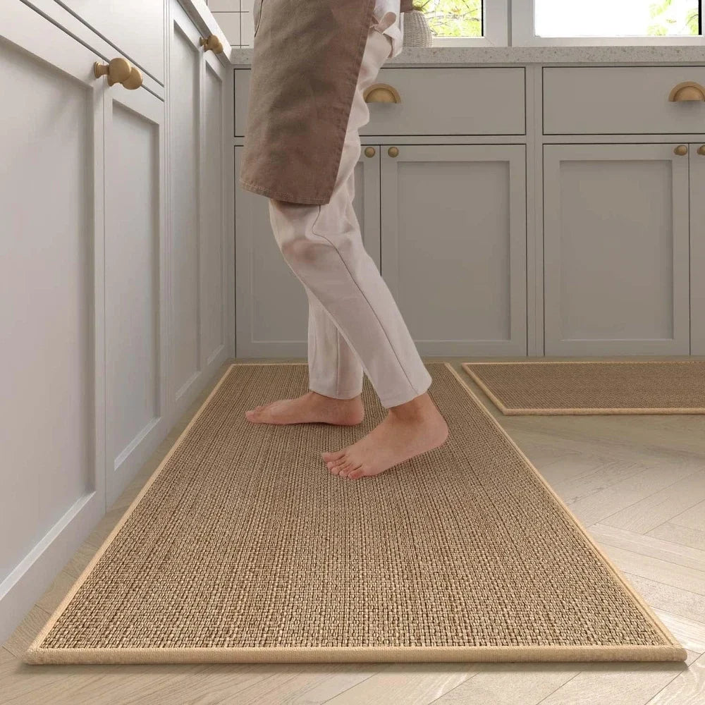 Kitchen Rug Runner – Washable Non-Slip Faux Sisal Mat