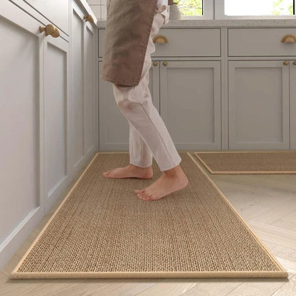 Kitchen Rug Runner – Washable Non-Slip Faux Sisal Mat
