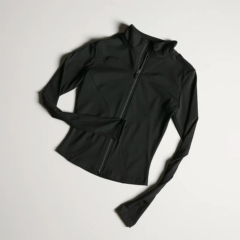 Women's Slim Fit Zip-Up Sports Jacket – Stand Collar Athletic Coat