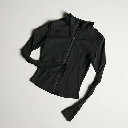 Women's Slim Fit Zip-Up Sports Jacket – Stand Collar Athletic Coat