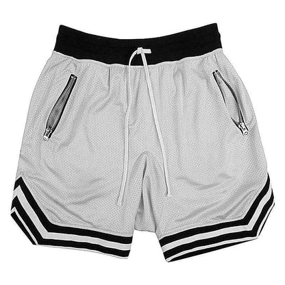Men's Mesh Basketball Shorts with Zip Pockets & Drawstring
