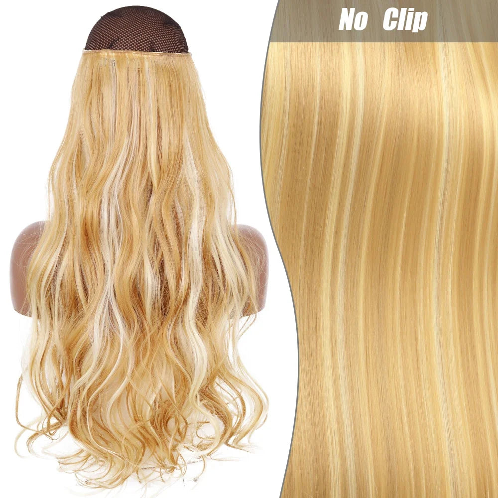 Clip-Free Straight Hair Extension Long Synthetic Hairpiece