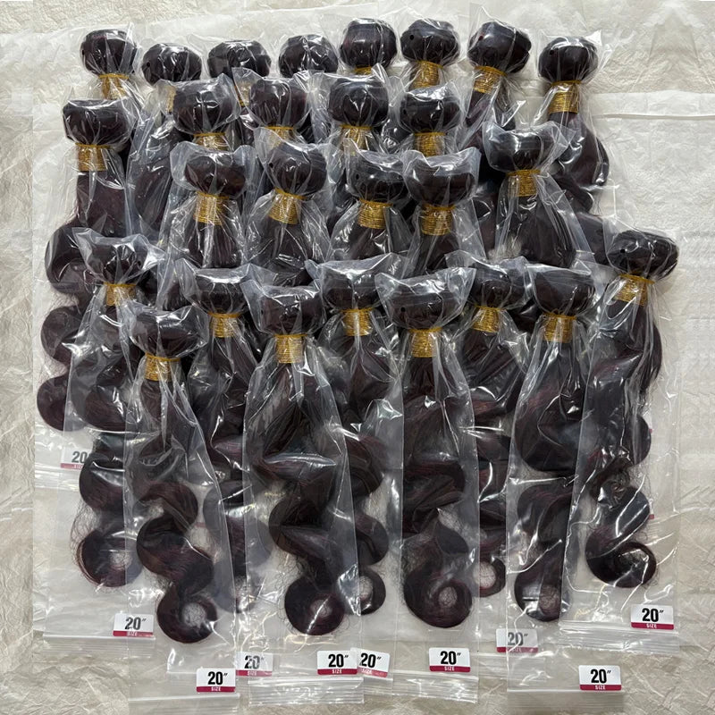 99J Burgundy Body Wave Human Hair Bundles – 3 & 4 Bundle Sets