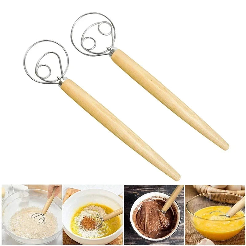 Danish Dough Whisk – Stainless Steel with Wooden Handle