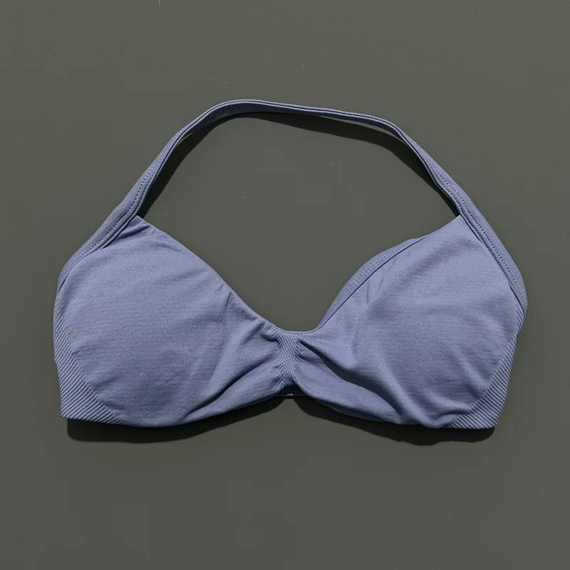 Women's Strappy Sports Bra – Padded Push-Up Gym Top