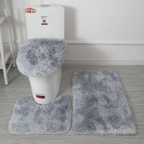 Bathroom Rug Set 3-Piece – Plush Non-Slip Bath Mat & Toilet Seat Cover
