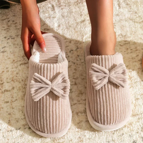 Women's Bow Slippers – Soft Warm Indoor House Shoes