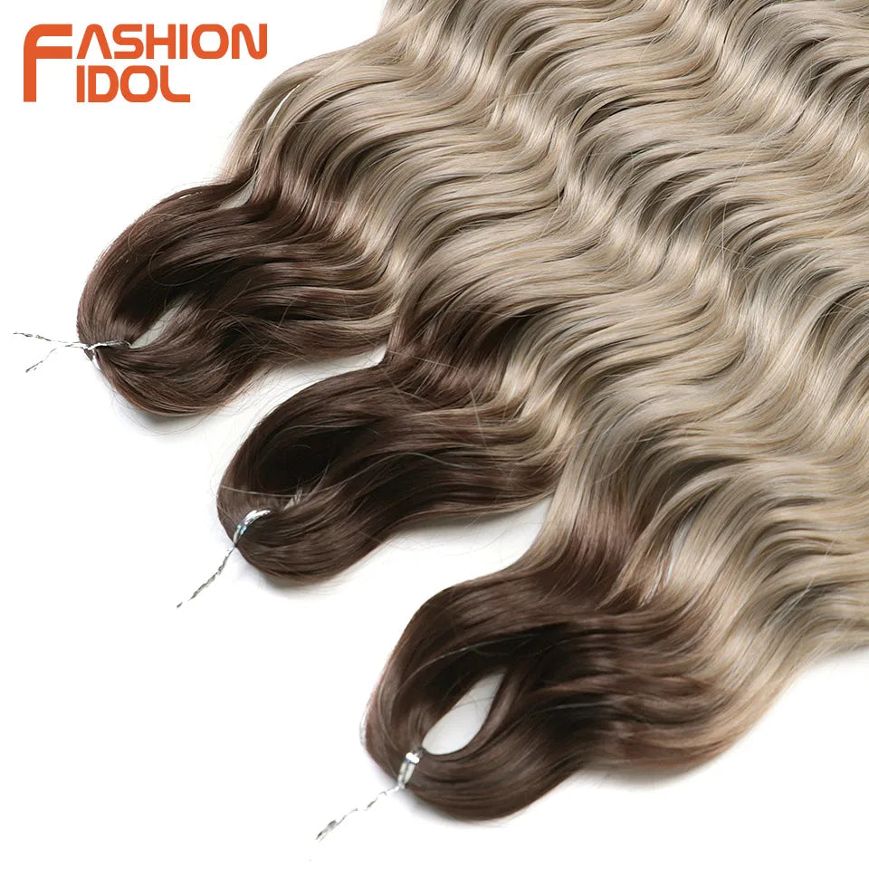 24 Inch Water Wave Crochet Braiding Hair Extensions – Synthetic Ombre