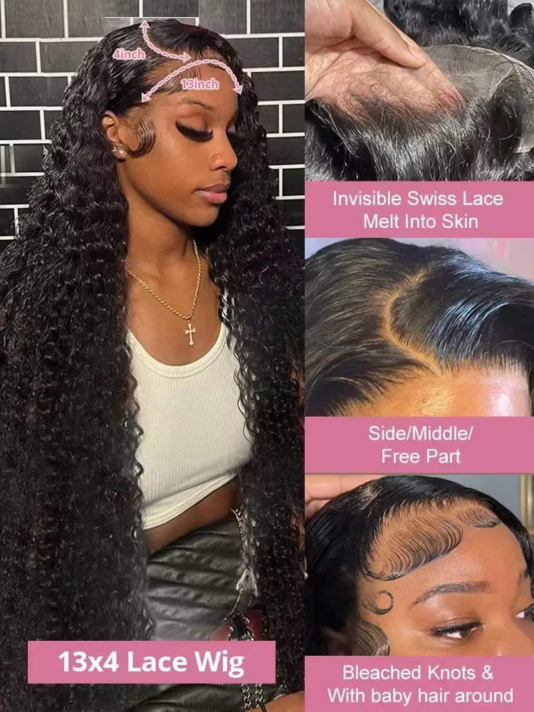 Deep Wave Lace Front Wig Human Hair 13x6 13x4 HD Lace Pre-Plucked