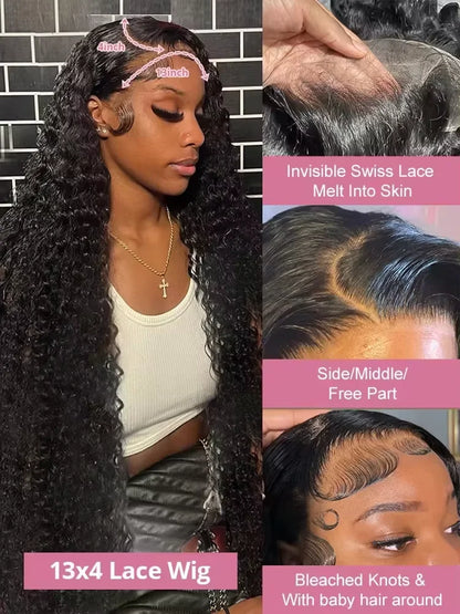 Deep Wave Lace Front Wig Human Hair 13x6 13x4 HD Lace Pre-Plucked